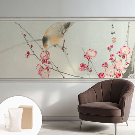 Tapete Vliestapete mit Kleber für Wohnzimmer Schlafzimmer Küche - Wanddekoration  Blumenvogel 250x104 cm