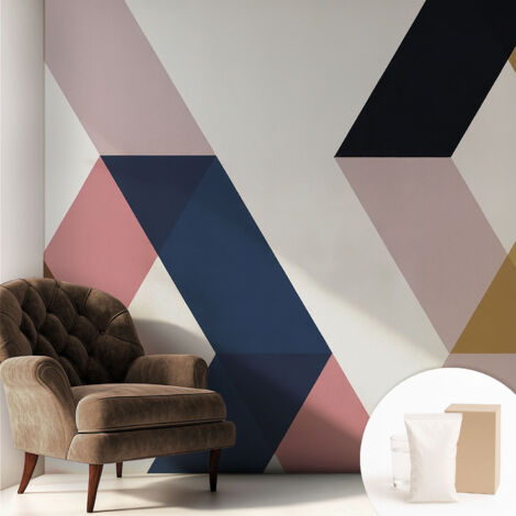Tapete Vliestapete mit Kleber für Wohnzimmer Schlafzimmer Küche - Wanddekoration  Bunte Rauten 250x250 cm