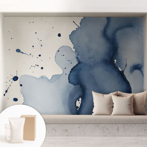 Tapete Vliestapete mit Kleber für Wohnzimmer Schlafzimmer Küche - Wanddekoration Dunkelblaue Spritzer 208x146 cm