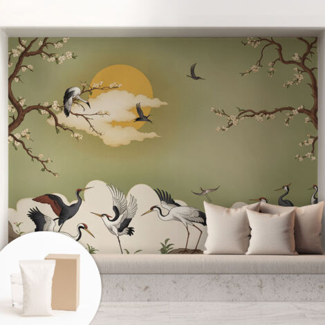 Tapete Vliestapete mit Kleber für Wohnzimmer Schlafzimmer Küche - Wanddekoration  Elegante Natur 208x146 cm