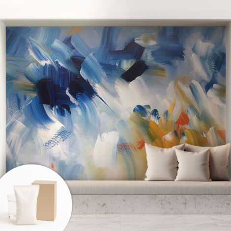 Tapete Vliestapete mit Kleber für Wohnzimmer Schlafzimmer Küche - Wanddekoration  Farbenfrohe Pinselstriche 208x146 cm