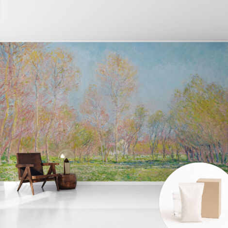Tapete Vliestapete mit Kleber für Wohnzimmer Schlafzimmer Küche - Wanddekoration  Frühlingspark 416x254 cm