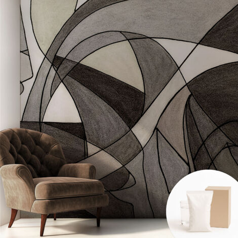 Tapete Vliestapete mit Kleber für Wohnzimmer Schlafzimmer Küche - Wanddekoration  Geometrische Abstraktion 250x250 cm