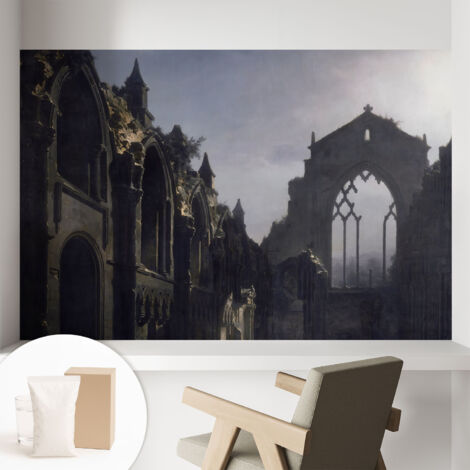 Tapete Vliestapete mit Kleber für Wohnzimmer Schlafzimmer Küche - Wanddekoration Gotische Ruinen 104x70 cm