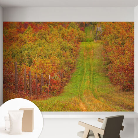 Tapete Vliestapete mit Kleber für Wohnzimmer Schlafzimmer Küche - Wanddekoration  Herbstfarben 152x104 cm