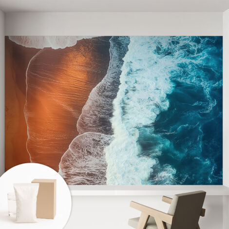 Tapete Vliestapete mit Kleber für Wohnzimmer Schlafzimmer Küche - Wanddekoration  Meeres-Symbiose 152x104 cm