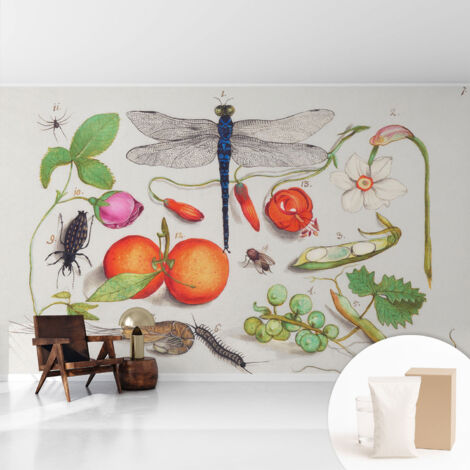 Tapete Vliestapete mit Kleber für Wohnzimmer Schlafzimmer Küche - Wanddekoration  Naturillustration 416x254 cm