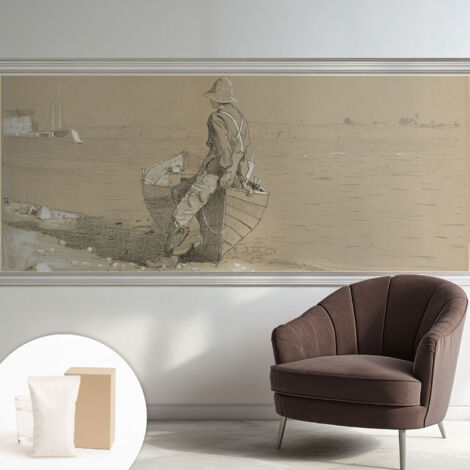 Tapete Vliestapete mit Kleber für Wohnzimmer Schlafzimmer Küche - Wanddekoration  Nostalgische Szene 250x104 cm