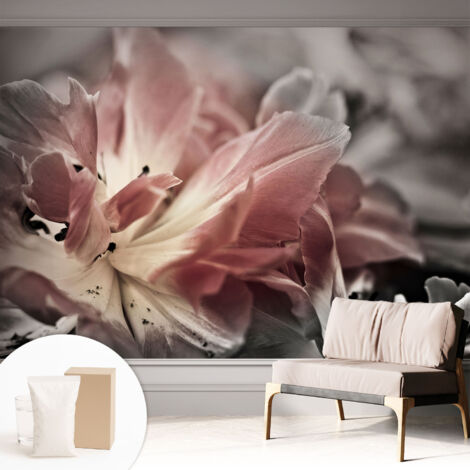 Tapete Vliestapete mit Kleber für Wohnzimmer Schlafzimmer Küche - Wanddekoration  Pastellfarbene Blume 312x219 cm