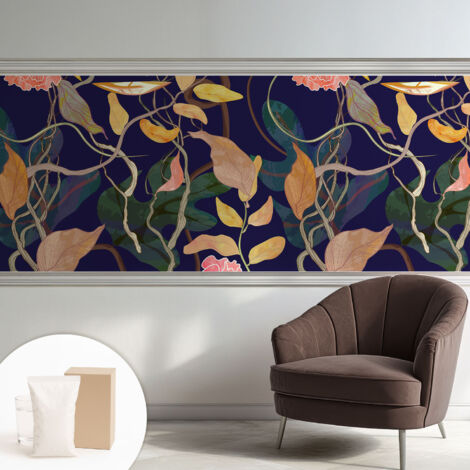 Tapete Vliestapete mit Kleber für Wohnzimmer Schlafzimmer Küche - Wanddekoration  Pflanzliche Eleganz 250x104 cm