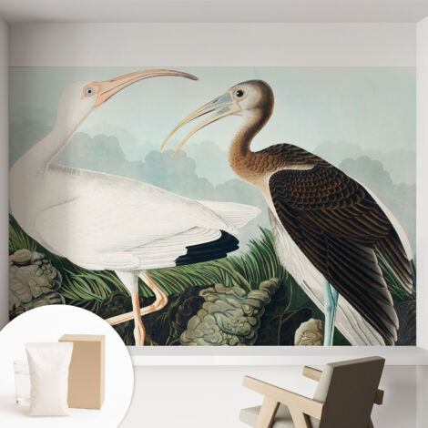 Tapete Vliestapete mit Kleber für Wohnzimmer Schlafzimmer Küche - Wanddekoration Vogelpaar 152x104 cm