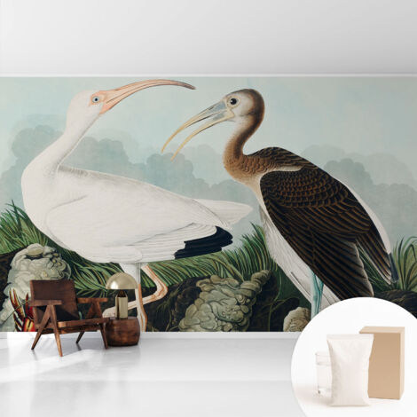 Tapete Vliestapete mit Kleber für Wohnzimmer Schlafzimmer Küche - Wanddekoration  Vogelpaar 416x254 cm