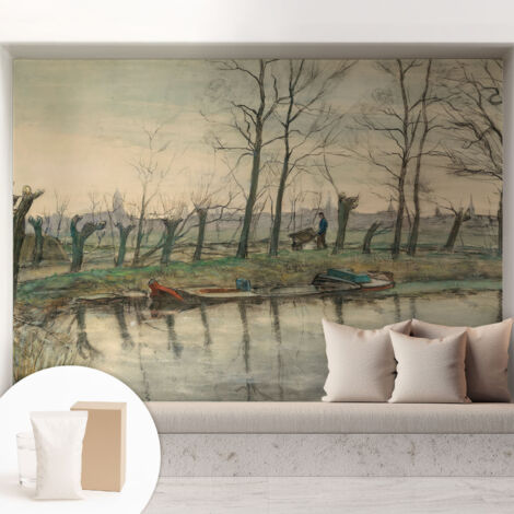 Tapete Vliestapete mit Kleber für Wohnzimmer Schlafzimmer Küche - Wanddekoration  Winterlandschaft 208x146 cm
