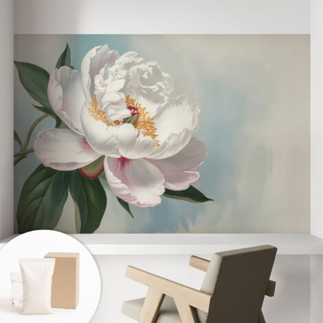 Tapete Vliestapete mit Kleber für Wohnzimmer Schlafzimmer Küche - Wanddekoration  Wunderschöne Pfingstrose 104x70 cm