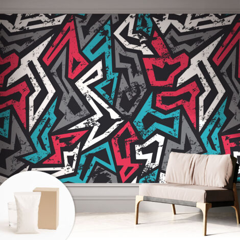 Tapete Vliestapete mit Kleber modern - Wanddeko für Küche - Klebefolie Wand - luxus Look Abstraktes Mosaik 312x219 cm