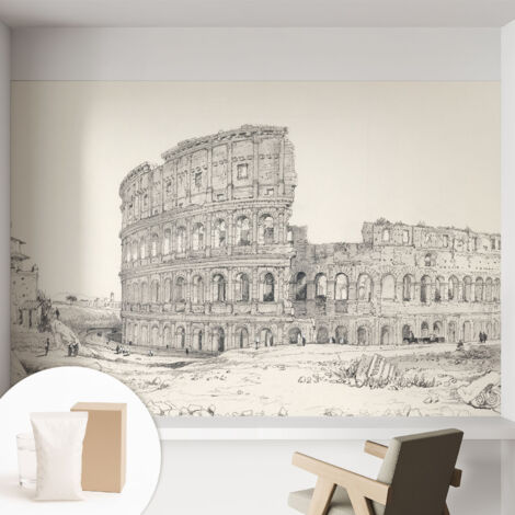 Tapete Vliestapete mit Kleber modern - Wanddeko für Küche - Klebefolie Wand - luxus Look Antike Ruinen 152x104 cm