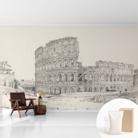 Tapete Vliestapete mit Kleber modern - Wanddeko für Küche - Klebefolie Wand - luxus Look Antike Ruinen 416x254 cm