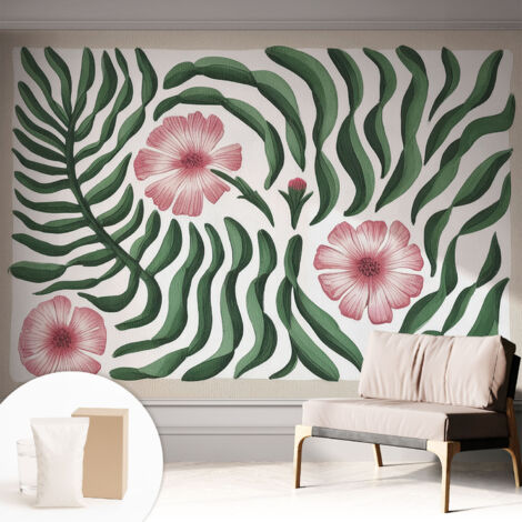 Tapete Vliestapete mit Kleber modern - Wanddeko für Küche - Klebefolie Wand - luxus Look Blumen und Blätter 312x219 cm