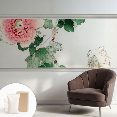 Tapete Vliestapete mit Kleber modern - Wanddeko für Küche - Klebefolie Wand - luxus Look Blumige Zartheit 250x104 cm