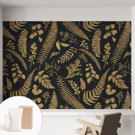 Tapete Vliestapete mit Kleber modern - Wanddeko für Küche - Klebefolie Wand - luxus Look Botanische Blätter 152x104 cm