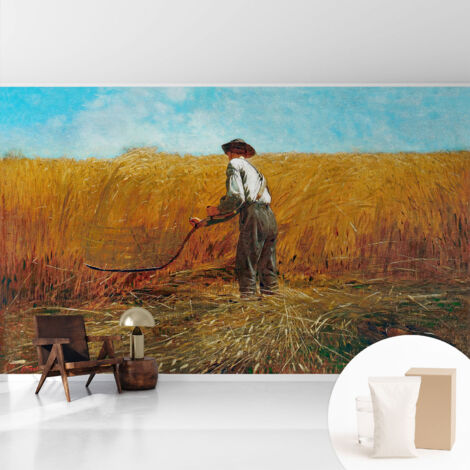 Tapete Vliestapete mit Kleber modern - Wanddeko für Küche - Klebefolie Wand - luxus Look Ernte in der Sonne 416x254 cm
