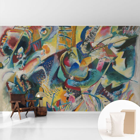 Tapete Vliestapete mit Kleber modern - Wanddeko für Küche - Klebefolie Wand - luxus Look Farbenfrohe Abstraktion 416x254 cm
