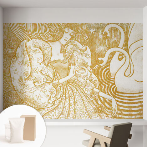 Tapete Vliestapete mit Kleber modern - Wanddeko für Küche - Klebefolie Wand - luxus Look Feminine Eleganz 152x104 cm