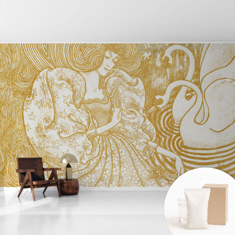 Tapete Vliestapete mit Kleber modern - Wanddeko für Küche - Klebefolie Wand - luxus Look Feminine Eleganz 416x254 cm