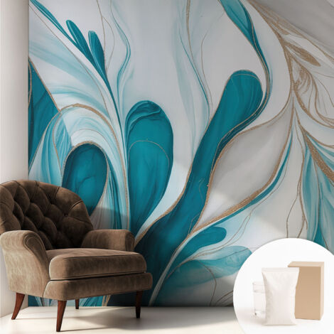 Tapete Vliestapete mit Kleber modern - Wanddeko für Küche - Klebefolie Wand - luxus Look Fließende Muster 250x250 cm