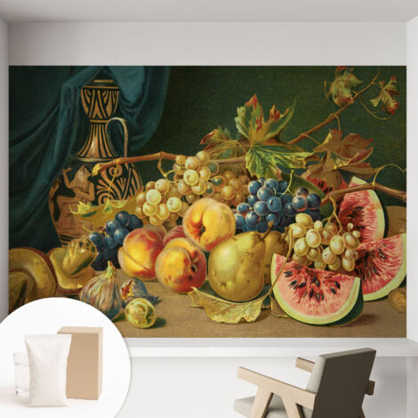 Tapete Vliestapete mit Kleber modern - Wanddeko für Küche - Klebefolie Wand - luxus Look Fruchtiger Charme 152x104 cm