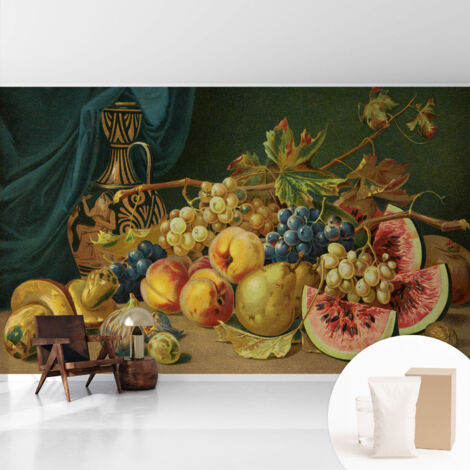 Tapete Vliestapete mit Kleber modern - Wanddeko für Küche - Klebefolie Wand - luxus Look Fruchtiger Charme 416x254 cm