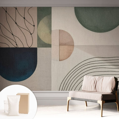 Tapete Vliestapete mit Kleber modern - Wanddeko für Küche - Klebefolie Wand - luxus Look Geometrische Formen 312x219 cm