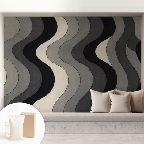Tapete Vliestapete mit Kleber modern - Wanddeko für Küche - Klebefolie Wand - luxus Look Graue Wellen 208x146 cm