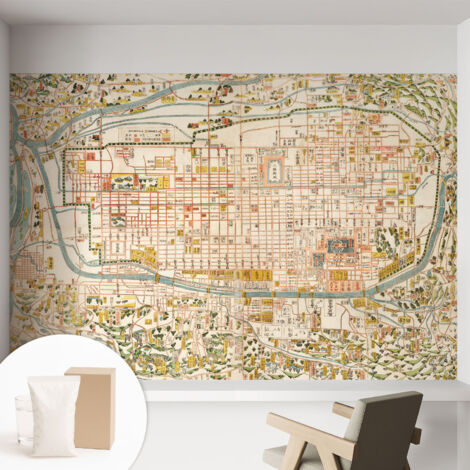 Tapete Vliestapete mit Kleber modern - Wanddeko für Küche - Klebefolie Wand - luxus Look Historische Karte 152x104 cm