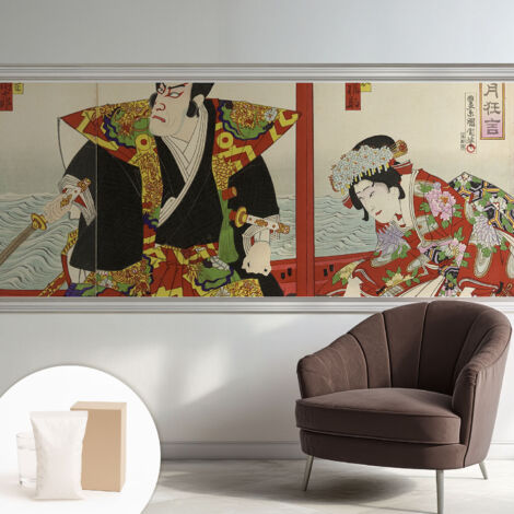Tapete Vliestapete mit Kleber modern - Wanddeko für Küche - Klebefolie Wand - luxus Look Japanisches Theater 250x104 cm