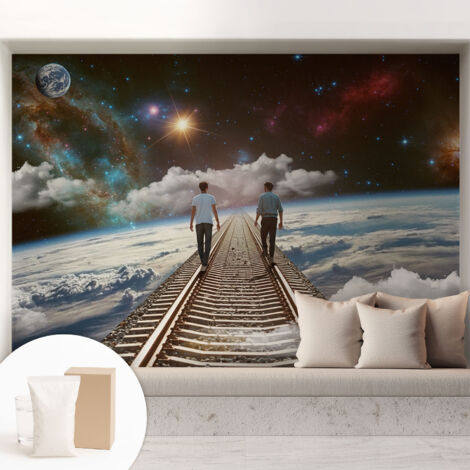 Tapete Vliestapete mit Kleber modern - Wanddeko für Küche - Klebefolie Wand - luxus Look Kosmische Reise 208x146 cm