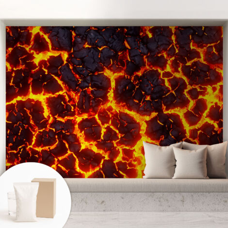 Tapete Vliestapete mit Kleber modern - Wanddeko für Küche - Klebefolie Wand - luxus Look Kraftvolles Magma 208x146 cm