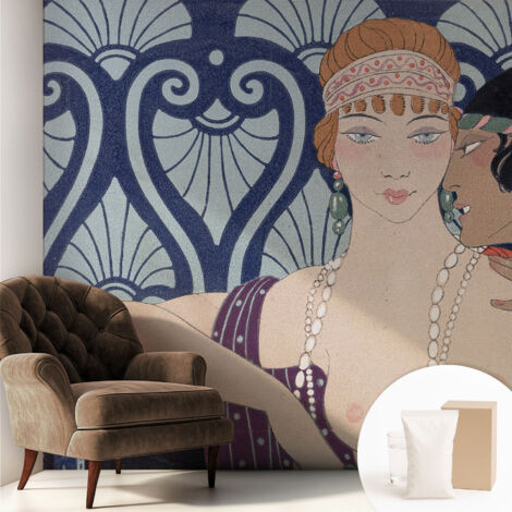 Tapete Vliestapete mit Kleber modern - Wanddeko für Küche - Klebefolie Wand - luxus Look Künstlerisches Paar 250x250 cm