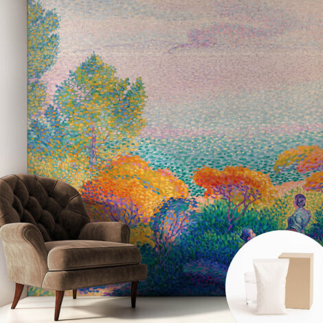 Tapete Vliestapete mit Kleber modern - Wanddeko für Küche - Klebefolie Wand - luxus Look Küstenlandschaft 250x250 cm