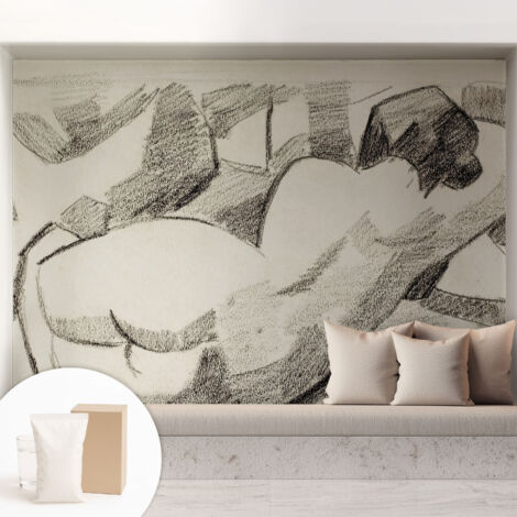 Tapete Vliestapete mit Kleber modern - Wanddeko für Küche - Klebefolie Wand - luxus Look Liegende Figur 208x146 cm
