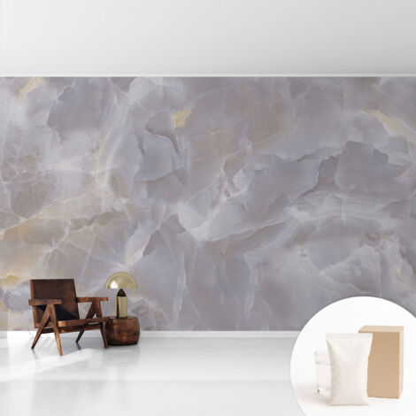 Tapete Vliestapete mit Kleber modern - Wanddeko für Küche - Klebefolie Wand - luxus Look Marmorwellen 416x254 cm
