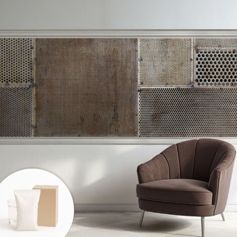 Tapete Vliestapete mit Kleber modern - Wanddeko für Küche - Klebefolie Wand - luxus Look Metallische Muster 250x104 cm