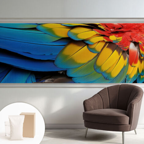 Tapete Vliestapete mit Kleber modern - Wanddeko für Küche - Klebefolie Wand - luxus Look Regenbogenfedern 250x104 cm