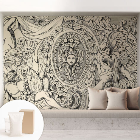 Tapete Vliestapete mit Kleber modern - Wanddeko für Küche - Klebefolie Wand - luxus Look Reichtum an Ornamenten 208x146 cm