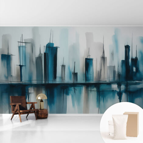 Tapete Vliestapete mit Kleber modern - Wanddeko für Küche - Klebefolie Wand - luxus Look Stadtlandschaften 416x254 cm