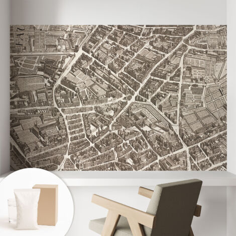 Tapete Vliestapete mit Kleber modern - Wanddeko für Küche - Klebefolie Wand - luxus Look Städtisches Labyrinth 104x70 cm