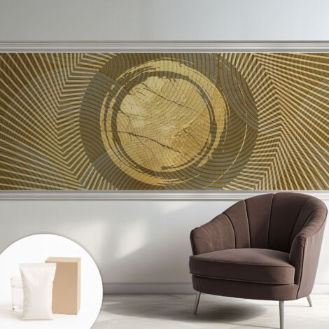 Tapete Vliestapete mit Kleber modern - Wanddeko für Küche - Klebefolie Wand - luxus Look Strahlende Linien 250x104 cm