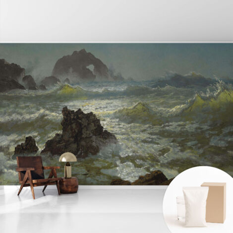 Tapete Vliestapete mit Kleber modern - Wanddeko für Küche - Klebefolie Wand - luxus Look Stürmische See 416x254 cm