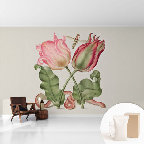 Tapete Vliestapete mit Kleber modern - Wanddeko für Küche - Klebefolie Wand - luxus Look Tulpenpracht 416x254 cm