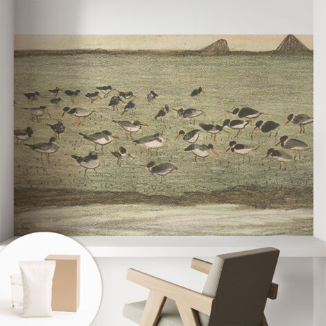 Tapete Vliestapete mit Kleber modern - Wanddeko für Küche - Klebefolie Wand - luxus Look Vogelruhe 104x70 cm